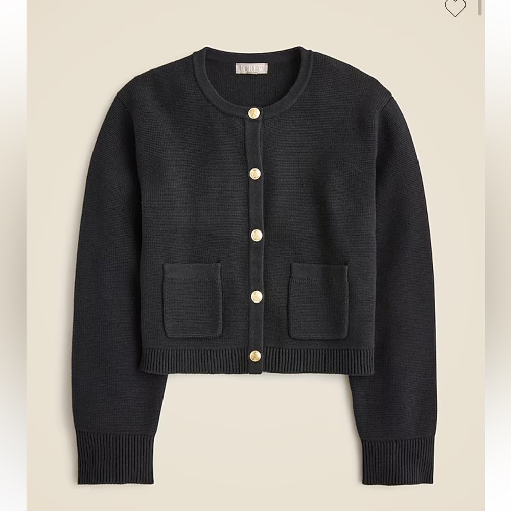 J. Crew Black relaxed Emilie sweater lady jacket - Picture 4 of 11